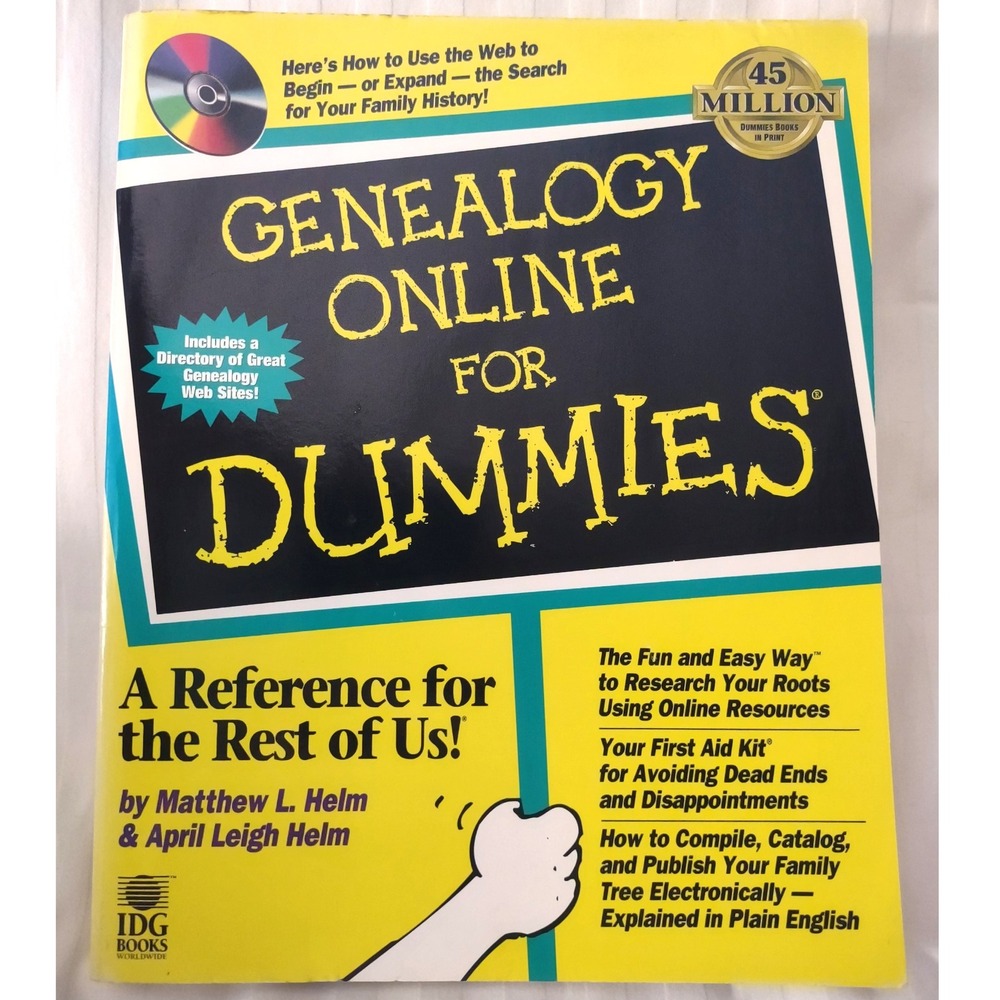 Genealogy Online For Dummies Book w/ CD-ROM Matthew‎ & April Helm IDG Books 1998